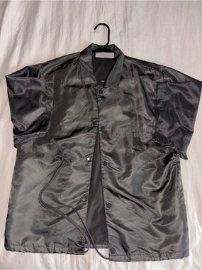 Essentials Black Satin Bomber Coach Jacket